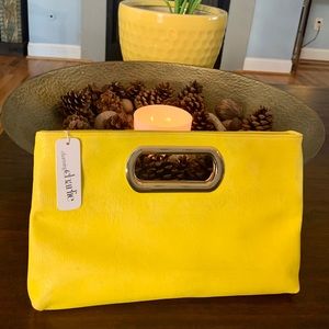 Yellow Bright Yellow Purse w Gold Chain Strap